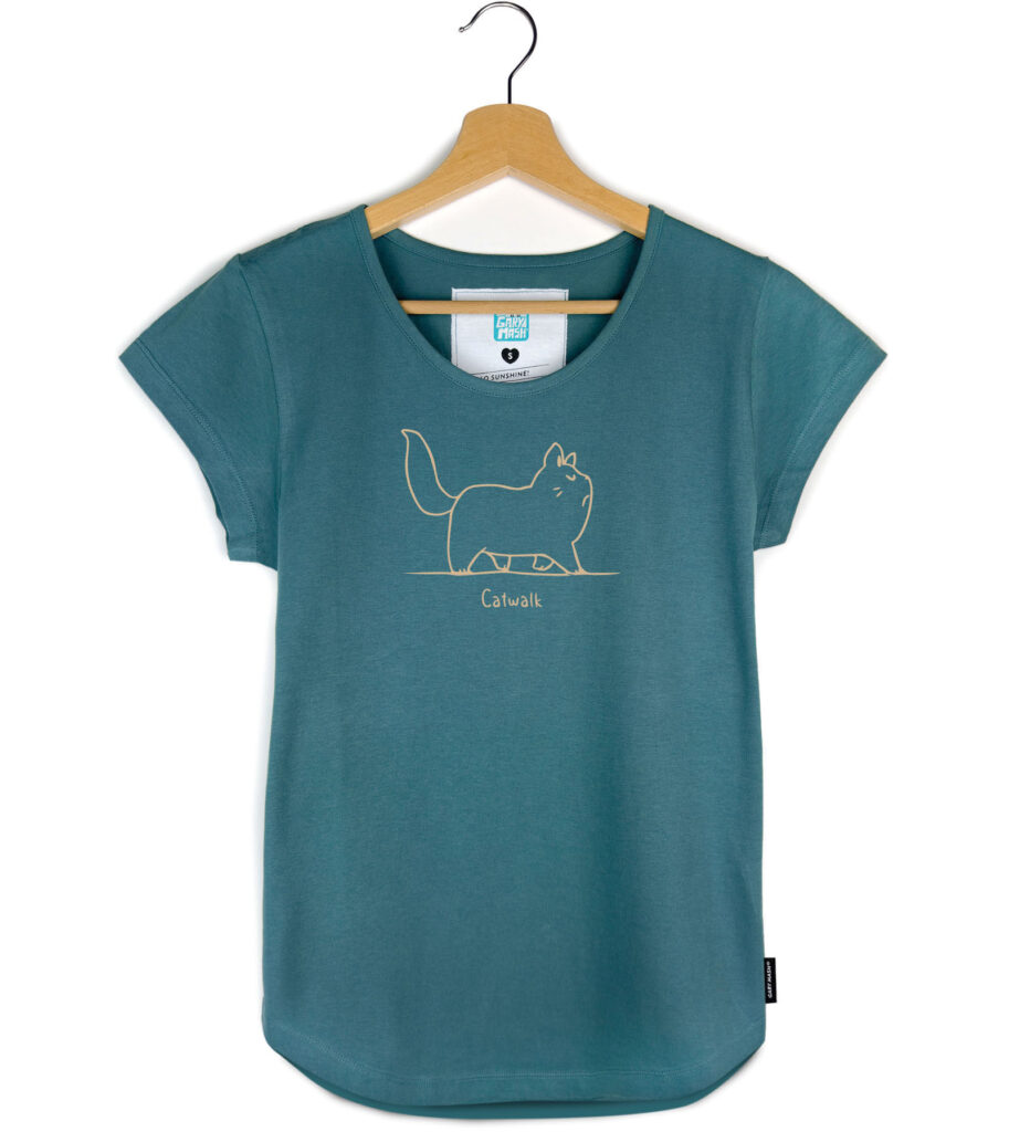 Blaues T-Shirt mit Katzen-Motiv von Gary Mash