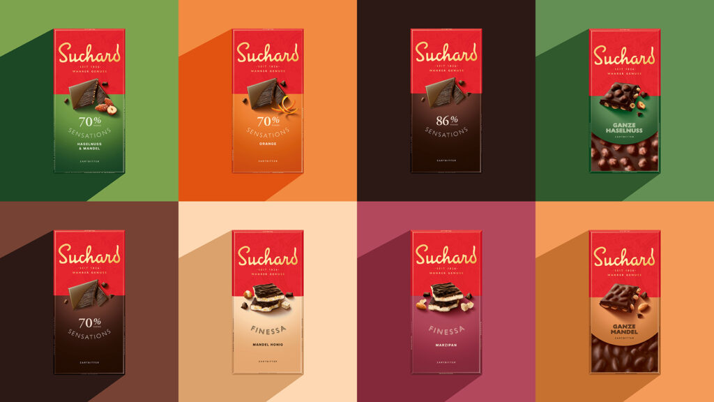 Verschiedene Suchard Schokoladen Geschmacksrichtungen