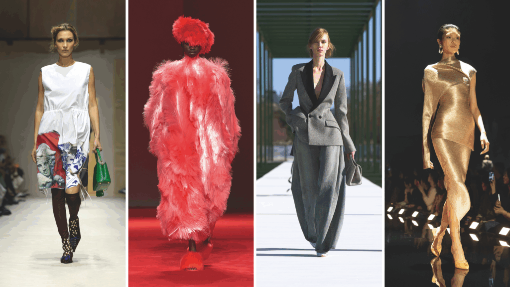 Models mit Designs von Prada, Bottega Veneta, Dior und Schiaparelli am Laufsteg FW26