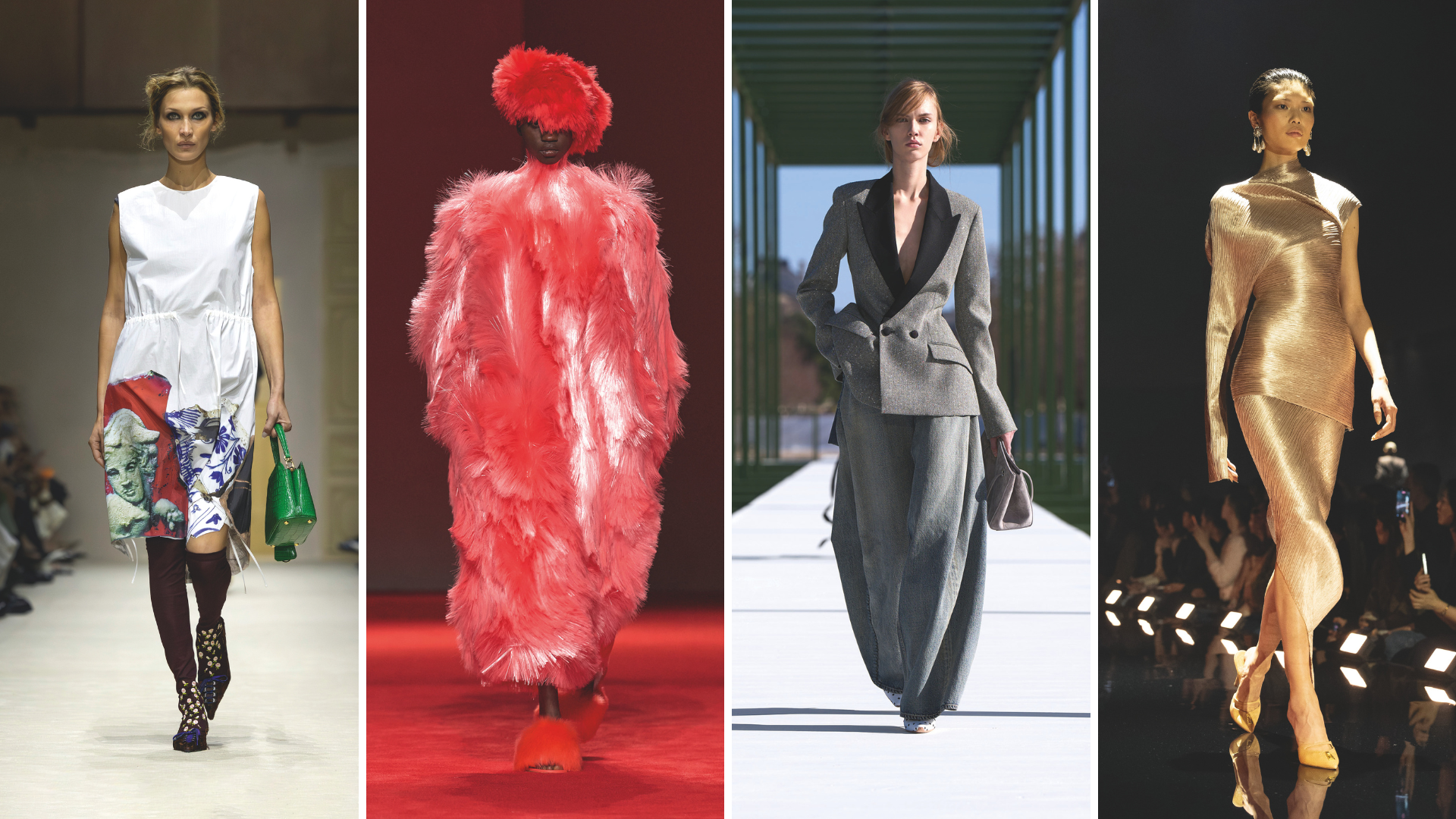 Models mit Designs von Prada, Bottega Veneta, Dior und Schiaparelli am Laufsteg FW26