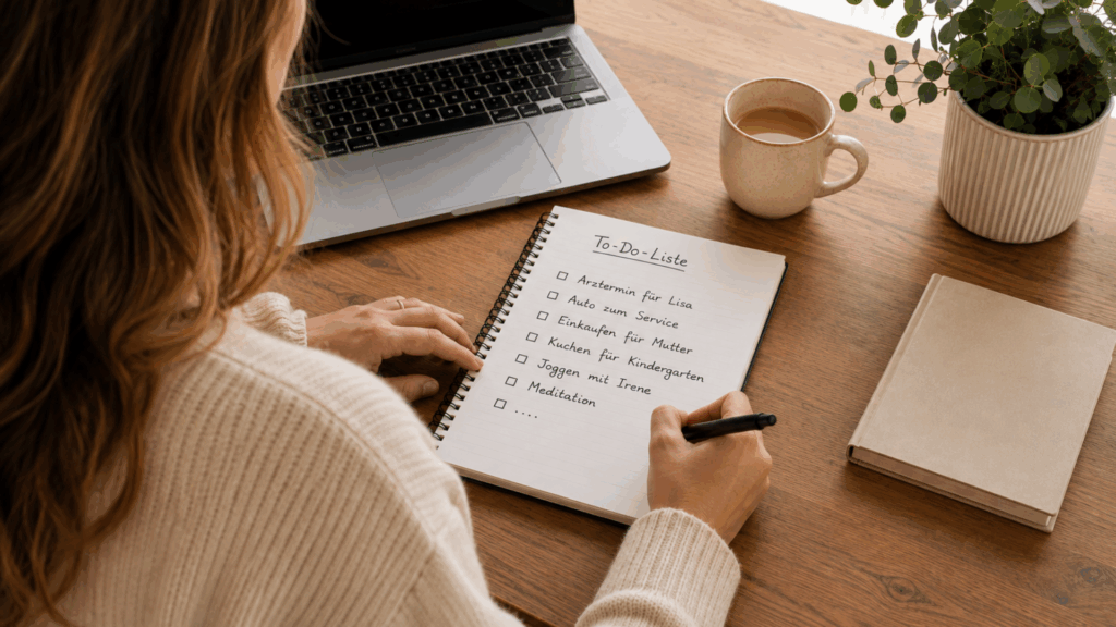 Helga Mahrer: Frau schreibt eine To-Do-Liste